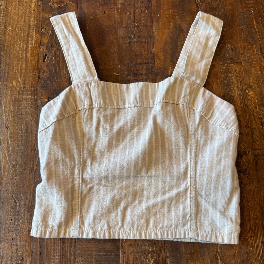 Abercrombie & Fitch Beige Striped Crop Top